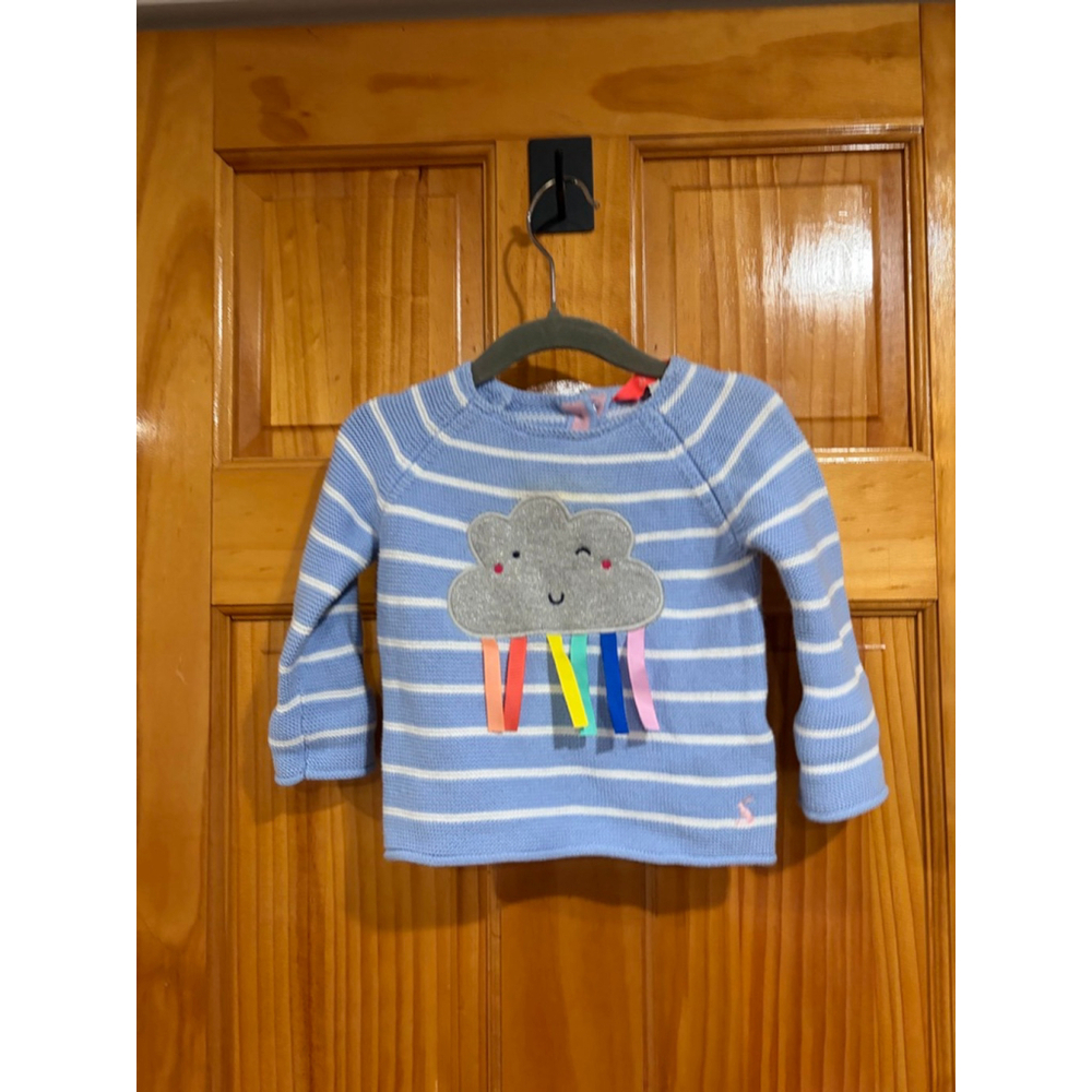Joules Baby Blue Stripe Cloud Rainbow Knit Sweater 3–6 Months